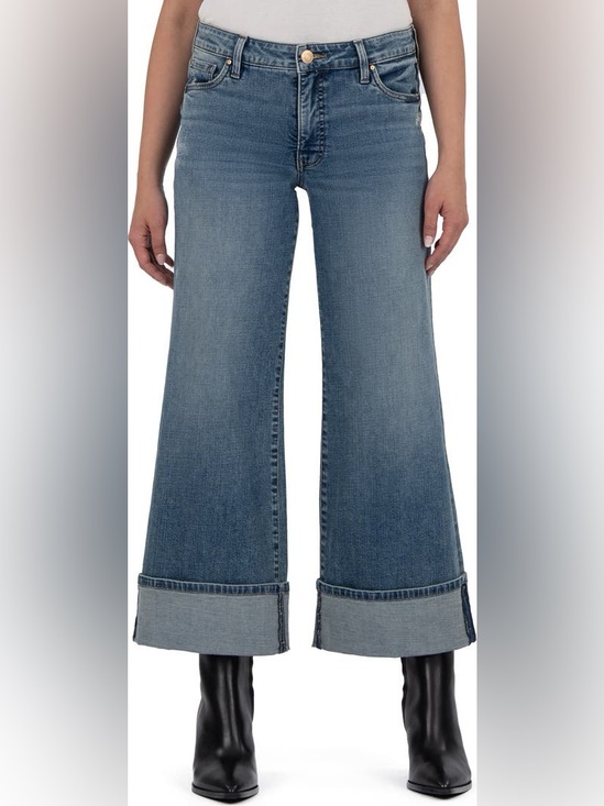 Kut from the Kloth Denim - Kut From the Kloth Meg Fab Ab Wide Leg Denim Jeans High Rise Cuffed Hem Blue 6